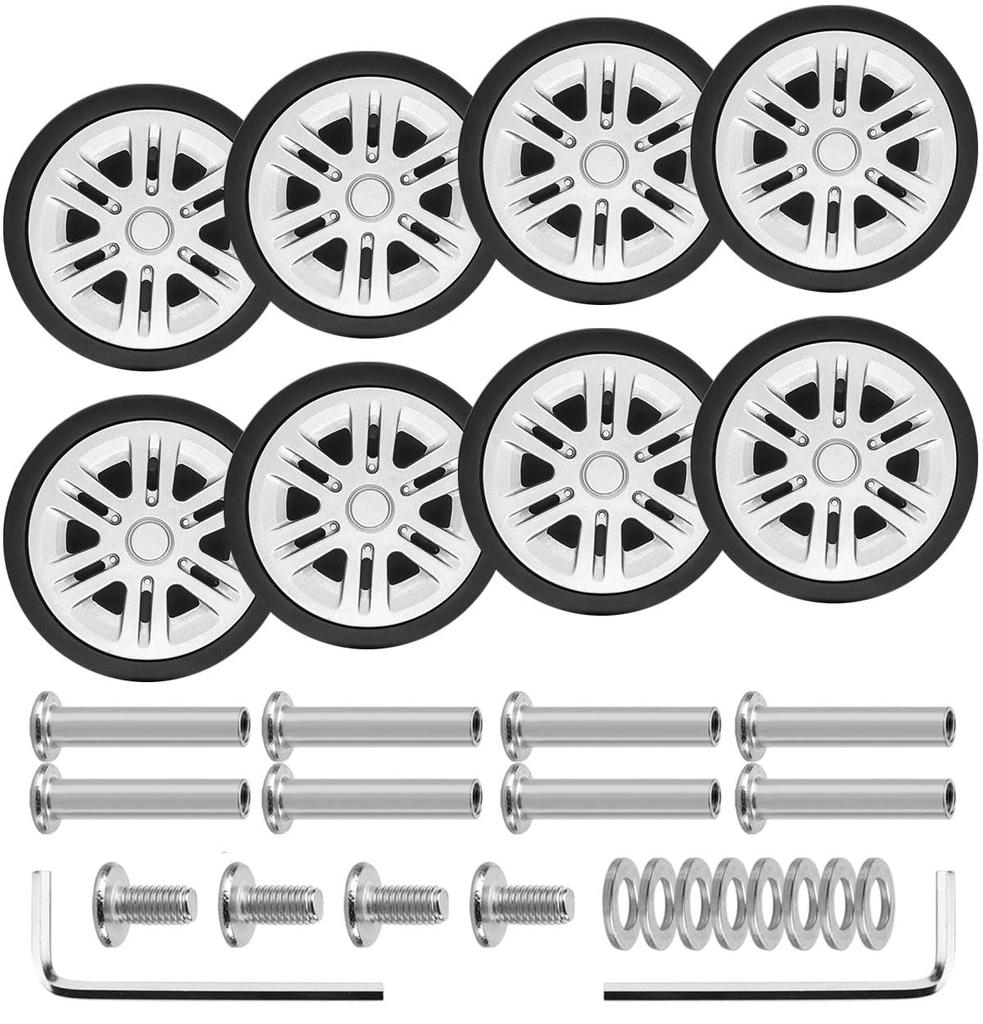 PLEAVIT Suitcase Double Caster Replacement Wheels, Quiet, 360-Degree Rotation, Travel Bag Repair Parts, Easy DIY Repair, 60mm Diameter, Set of 8