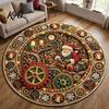 Durable Floor Rug for Holidays Round Christmas 3D Rug, Optical Illusion Area Santa Gnome Living Room Entrance Pattern, Non-slip Holiday Mat