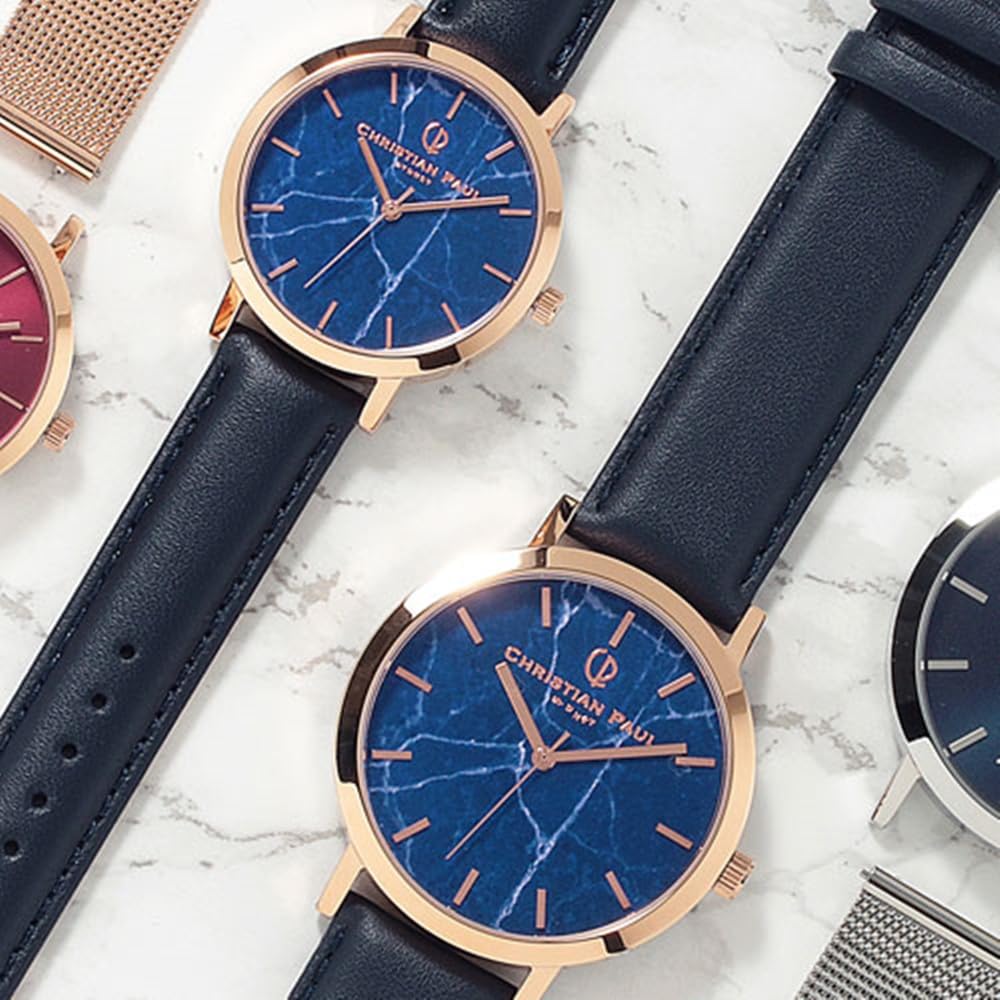 Ремешок из мраморной кожи, темно-синий, коллекция мрамора M006NVSPG [Christian Paul] Мужские Женские []