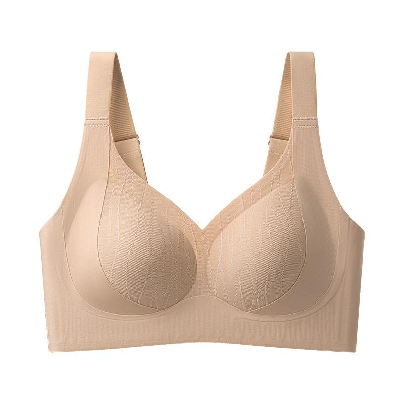 Seamless Bra Women's Jacquard Soft Support Lift Bra Gathering Bra Lace-holding Underwear Push Up Bra