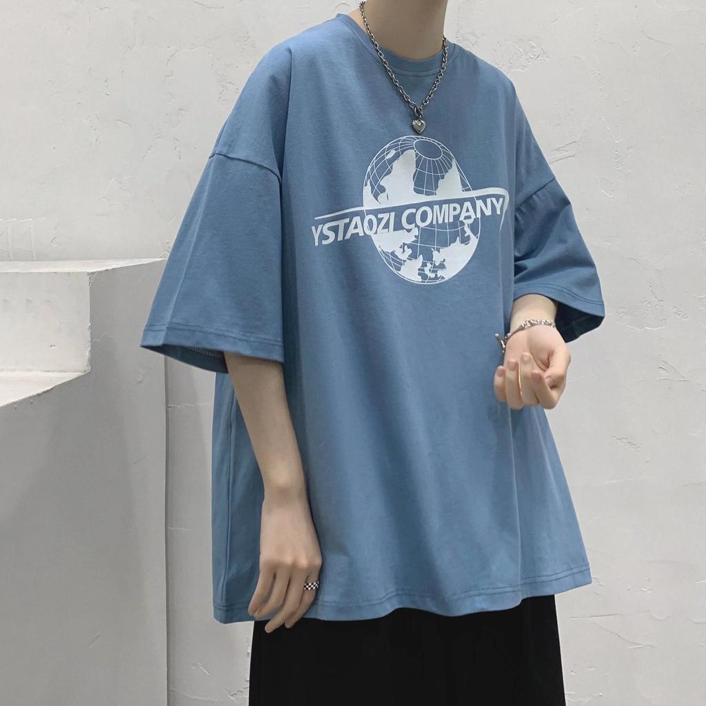 2024 Summer Short Sleeved T-Shirt For Men'S Trendy Five Inch Sleeve Versatile Casual Loose Student Half Sleeved T-Shirt Daily Fashion Printed Top