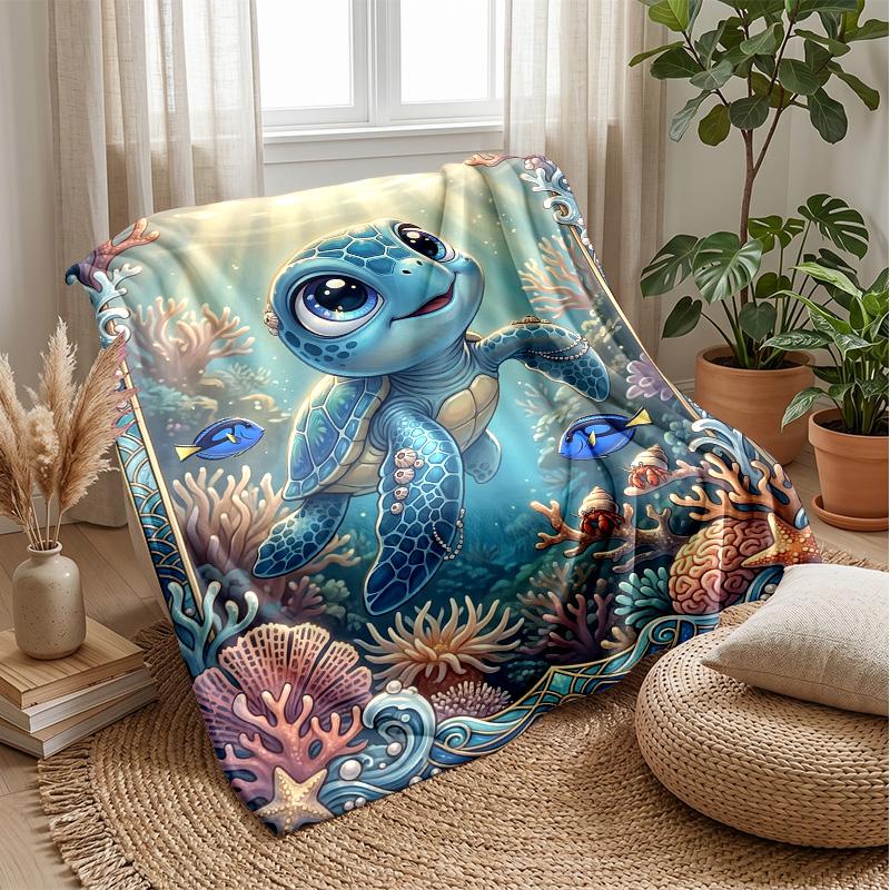 Ocean Adventure Turtle 8 Theme blanket Lightweight Warm Flannel Blanket Decorative Throw Blanket for Home Decoration