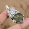 Natural Solar Moss Agate Gemstone Pendant Unicorn 925 Sterling Silver Jewelry