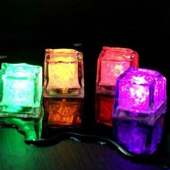 12 шт. Светодиодные светящиеся кубики льда, меняющие цвет при контакте с жидкостью, многоцветные, 7-цветные светодиодные кубики льда, пищевой класс, для вечеринок, свадеб, баров, подсветка для напитков