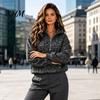 Kangaroo Pocket Hoodie Women Leopard Print Hoodie, Oversized Half Zip Hooded Sweatshirt with Long Sleeve Casual Top Pocket, Fall Pullover