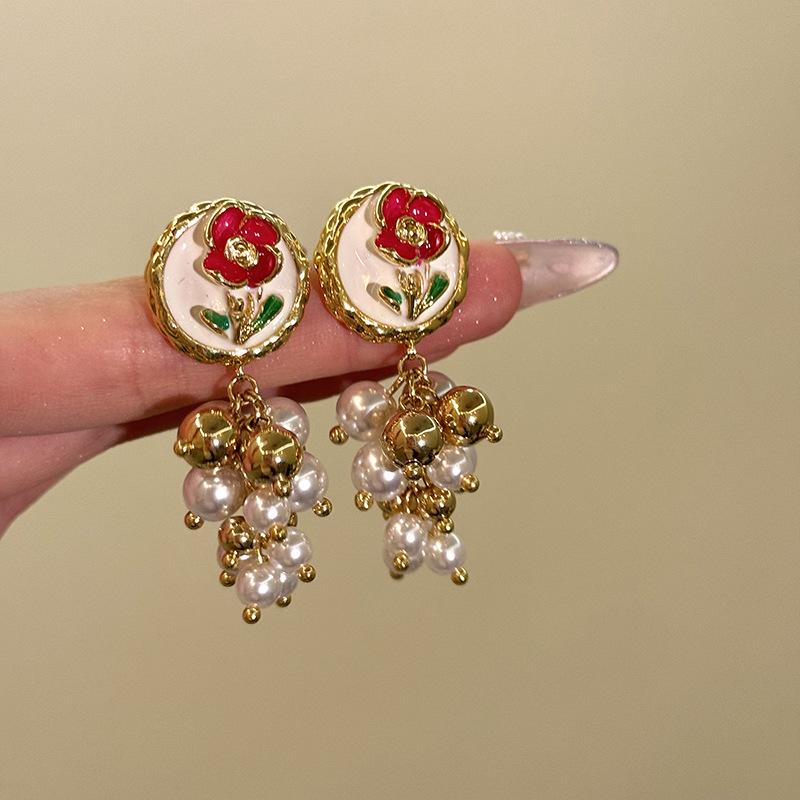 Серьги-кисточки из циркона и жемчуга «Серебряная игла» - Элегантный ретро-дизайн для женщин