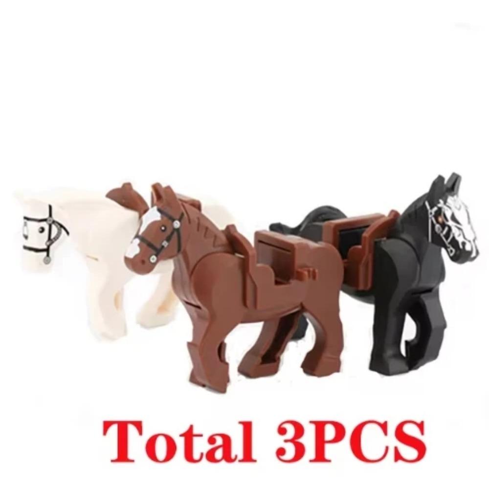 Средневековый MOC Боевой конь Строительные блоки Волк Рыцарь Фигурка Монстр Дикое животное Лиса Жираф Воробей Ворона Панда Модель Кирпич Игрушка K055