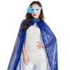 Adult Long Paillette Cape for Women Halloween Party Sequin Cloak Costume Full Length Witch Cosplay Robe for Role-Playing Stage Performances