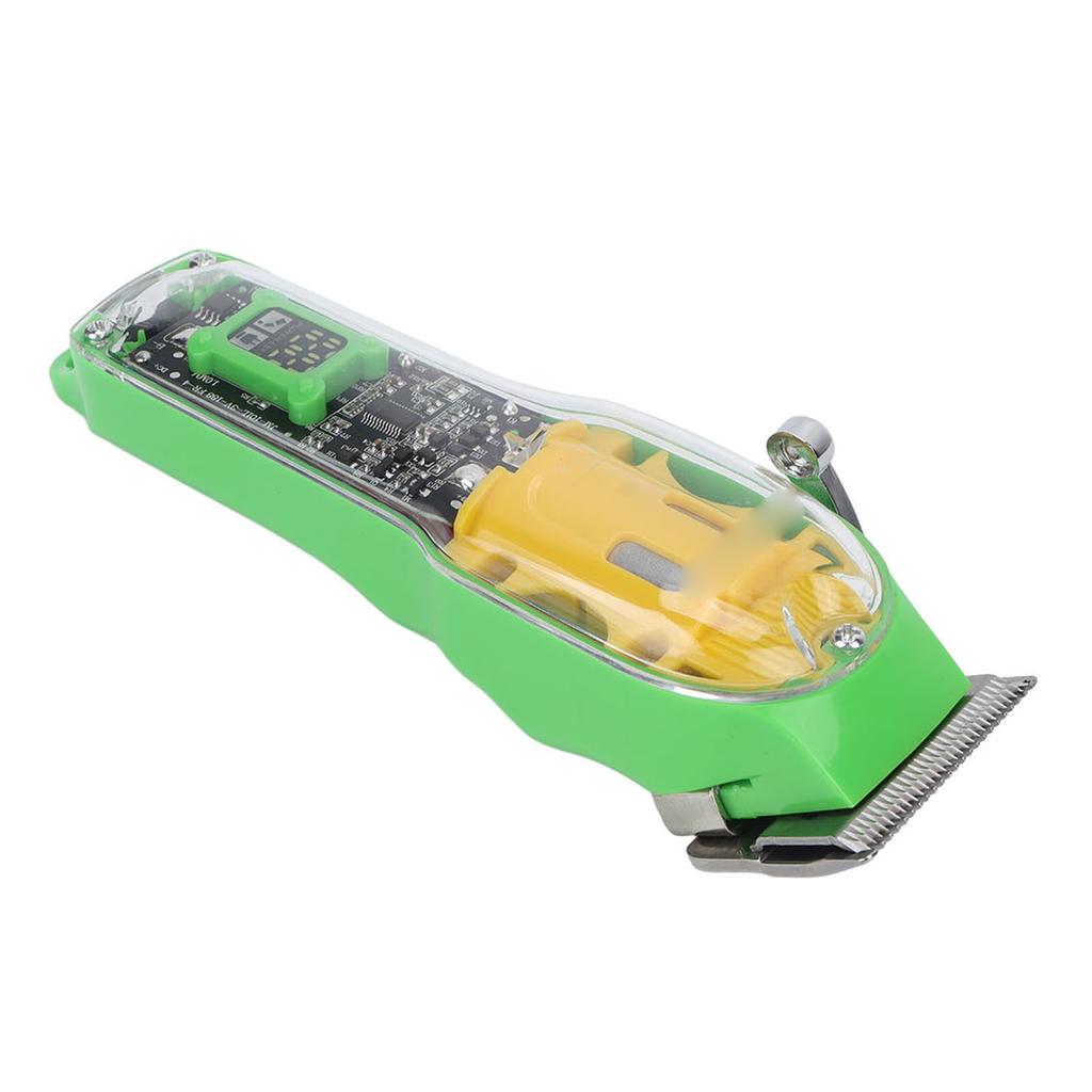 Electric Hair Clipper 8 Guide Combs USB Rechargeable Professional Hair Trimmer Transparent Green