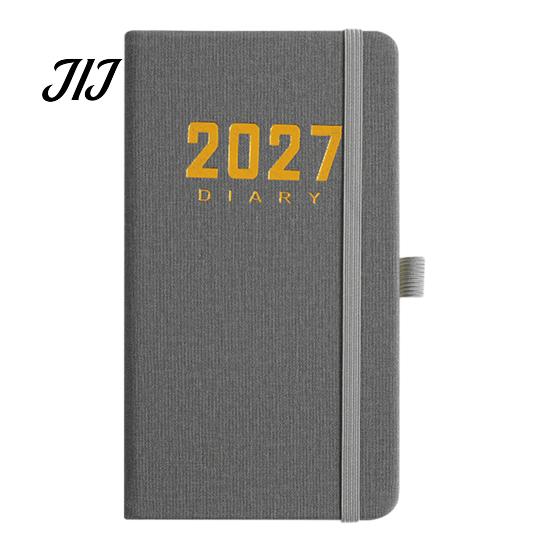 Personal Itinerary Planner 2027 Daily with PU Leather Cover, A6 Pocket Size Task Tracking Notebook Agenda, Portable Pen Holder for Efficient