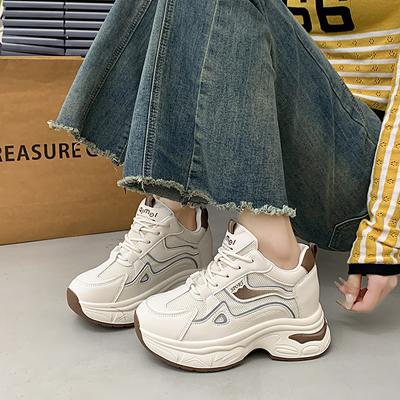 CRLAYDK Кроссовки на скрытой платформе для женщин Повседневные на платформе на высоком каблуке на шнуровке Обувь для ходьбы Женские сетчатые спортивные теннисные