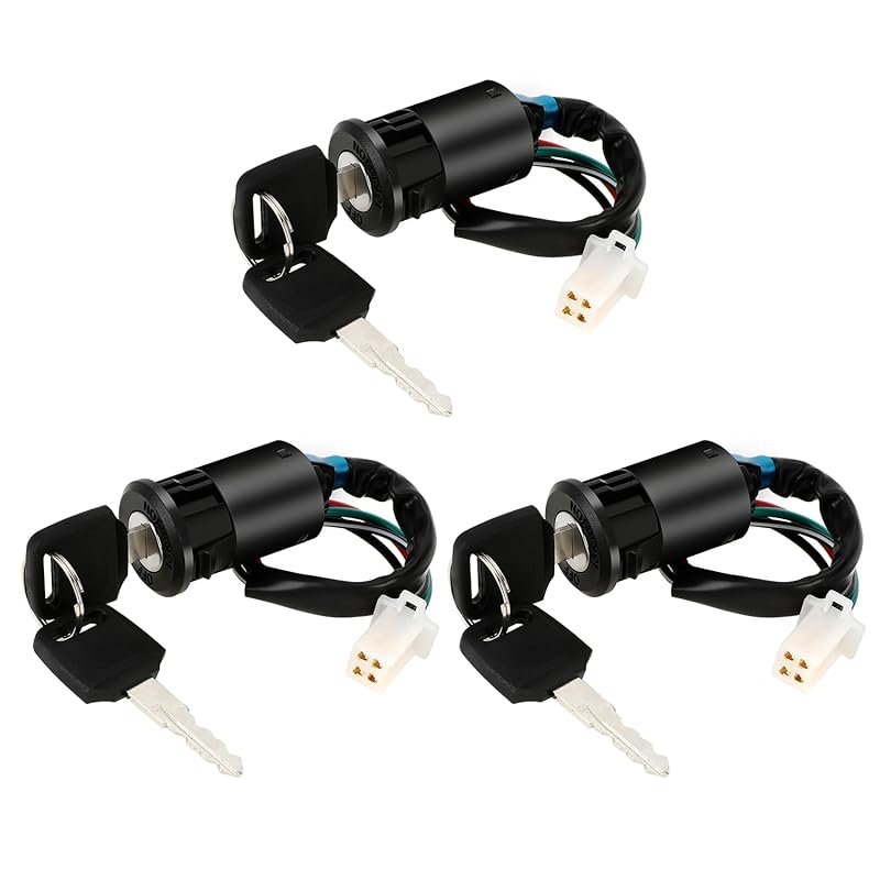 HIAORS 4 Wire Pin Ignition Key Switch Set For Tao Tao Coolster Baja Hawk Sunl Apollo Z20 DB-007 Coleman Roketa 50Cc 70Cc 90Cc 110Cc 125Cc 150Cc