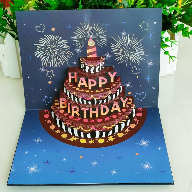 3D Pop Up Поздравительная открытка на день рождения с подсветкой Музыка Открытка на день рождения Фейерверк Торт Поздравительная открытка Подарок для жены, мамы, детей