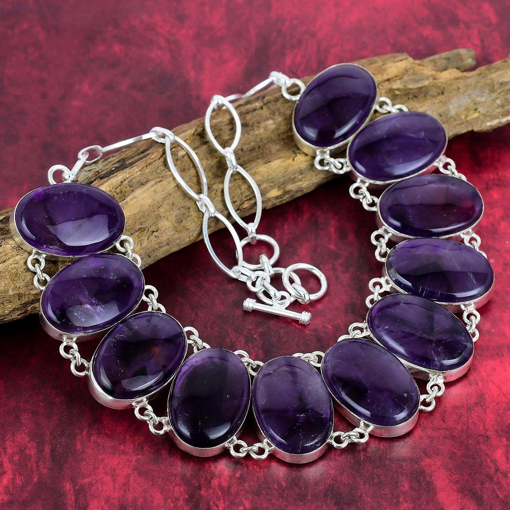 Star Amethyst Gemstone 925 Solid Sterling Silver Adjustable Chain Necklace, Handmade Brand New Jewelry, For Anniversary Gift