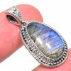 Natural Labradorite Gemstone 925 Solid Sterling Silver Gift Pendant 1.26" V2h08