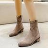 35-42 Shoes For Women New Classic Outdoor Brown Western Cowboy Boots Fashion Pointed Toe Simple Comfortable Female Short Boots