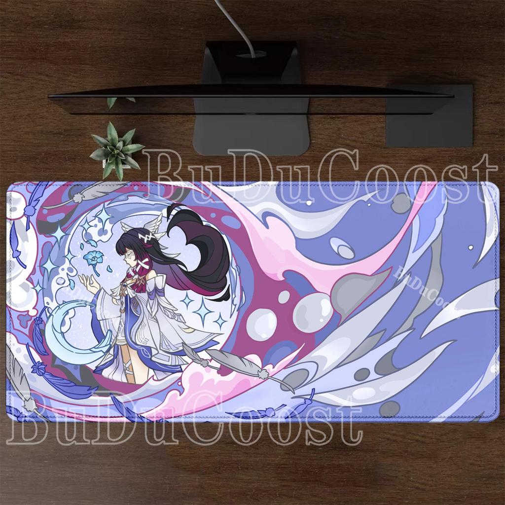 Genshin Impact Gaming Columbina XXL Overlock Large Mouse Pad Non-slip Base Keyboard Anime Esports Desk Mat HD Printing Mousepad