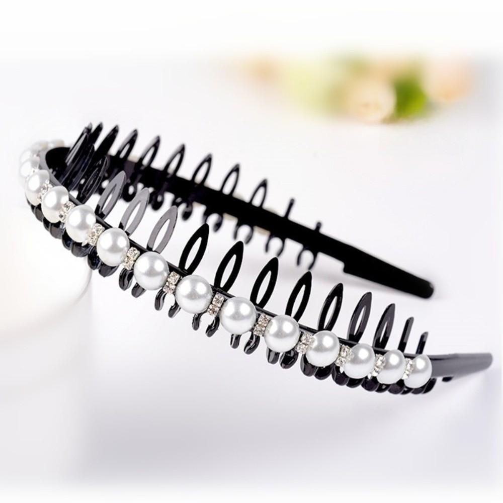 Rhinestone Women Non-slip Toothed Hair Accessories Wash Face Hair Hoop Pearl Headband Hair Band