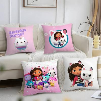 Детская наволочка Gabbys Dollhouse Gabby Cats Короткий плюш с принтом Наволочка квадратная Декоративные наволочки для дивана Домашний декор