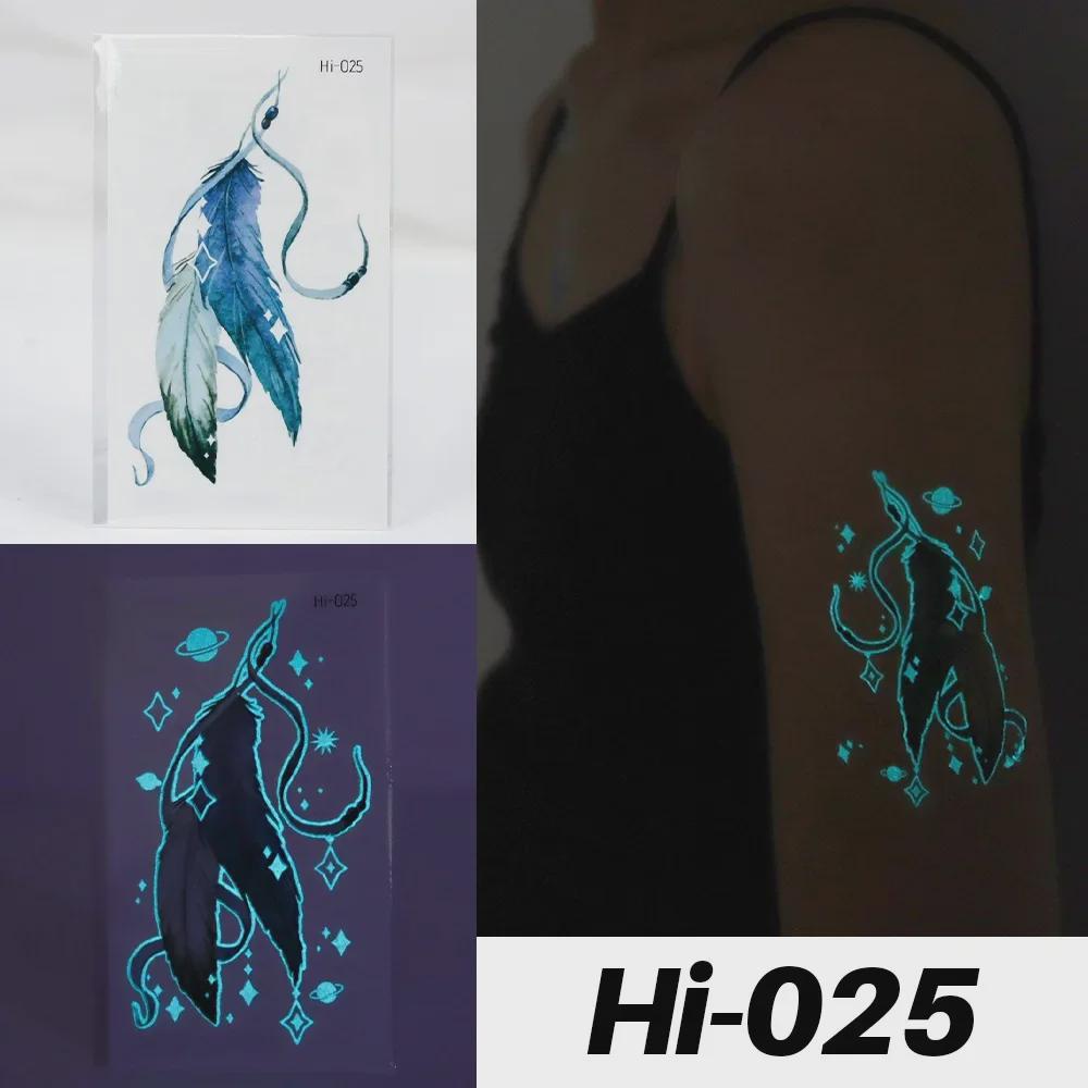 Светящиеся синие водонепроницаемые наклейки для татуировок: Дизайны змей и бабочек для музыкальных фестивалей