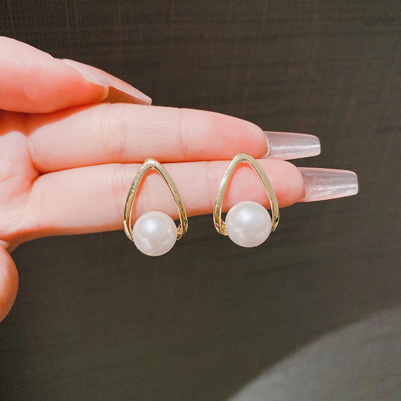 Серебряная игла простые серьги-гвоздики с жемчугом в форме капли женская мода индивидуальность креативные серьги стиль инс литературные серьги