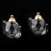 2Pcs Mini Teapot Empty Glass Wishing Bottles Vial Pendant Charms Craft , 20 X 30mm
