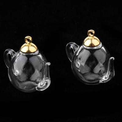 2шт мини-чайник пустые стеклянные бутылки желаний флакон подвеска-подвеска ремесло, 20 х 30 мм