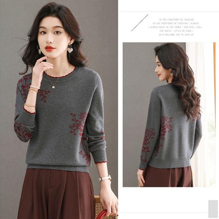 Зимний женский шерстяной свитер с круглым вырезом и принтом, мягкий, теплый вязаный пуловер