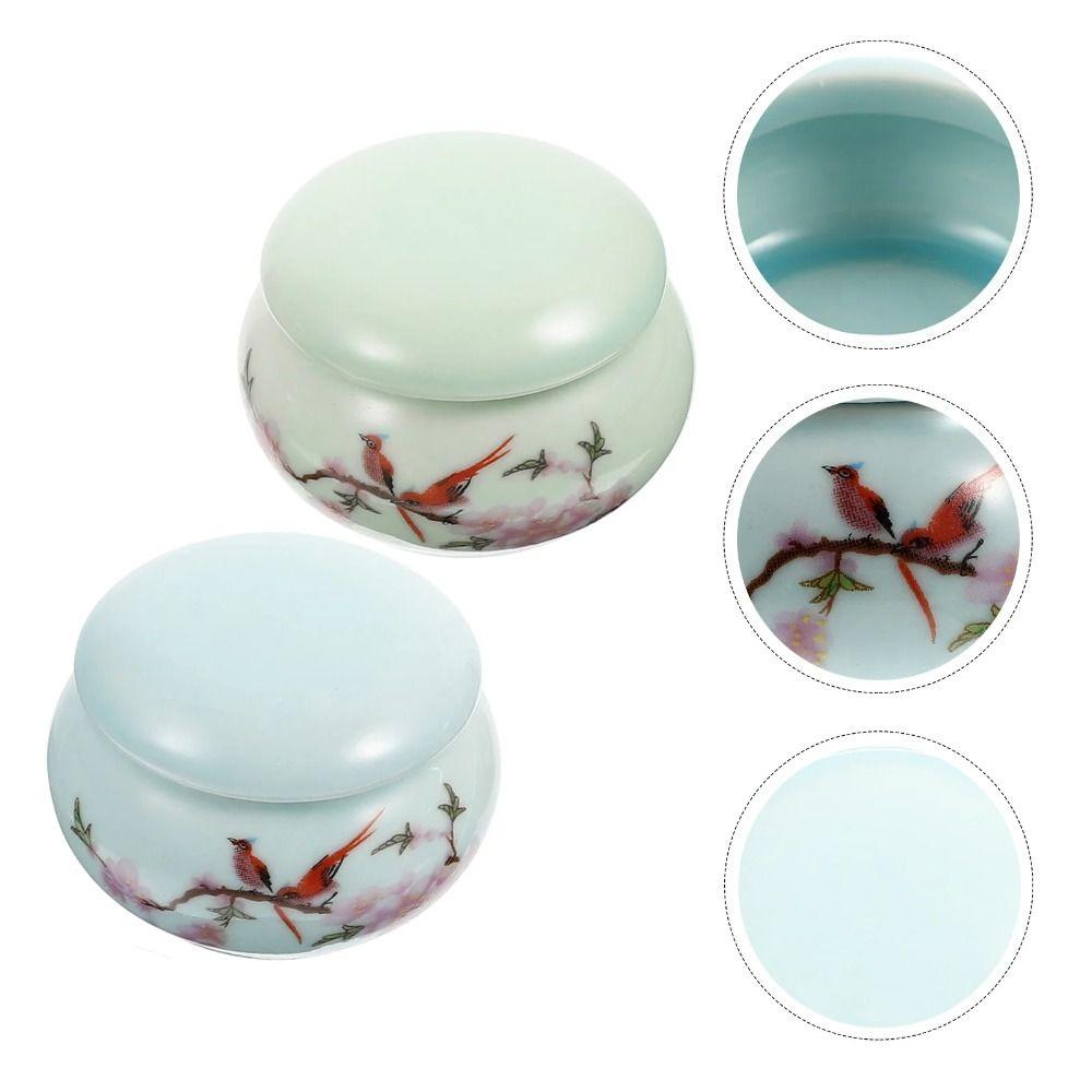 Mini Glaze Ceramic Jars Small Powder Ointment Cans Light Weight Nail Cup with Lid Women