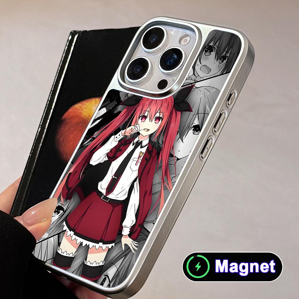 Date a Live Kotori Itsuka Silver Plating Magsafe Mobile Phone Case for iPhone 17 16 15 14 13 12 11 Air Pro Max Plus Cover