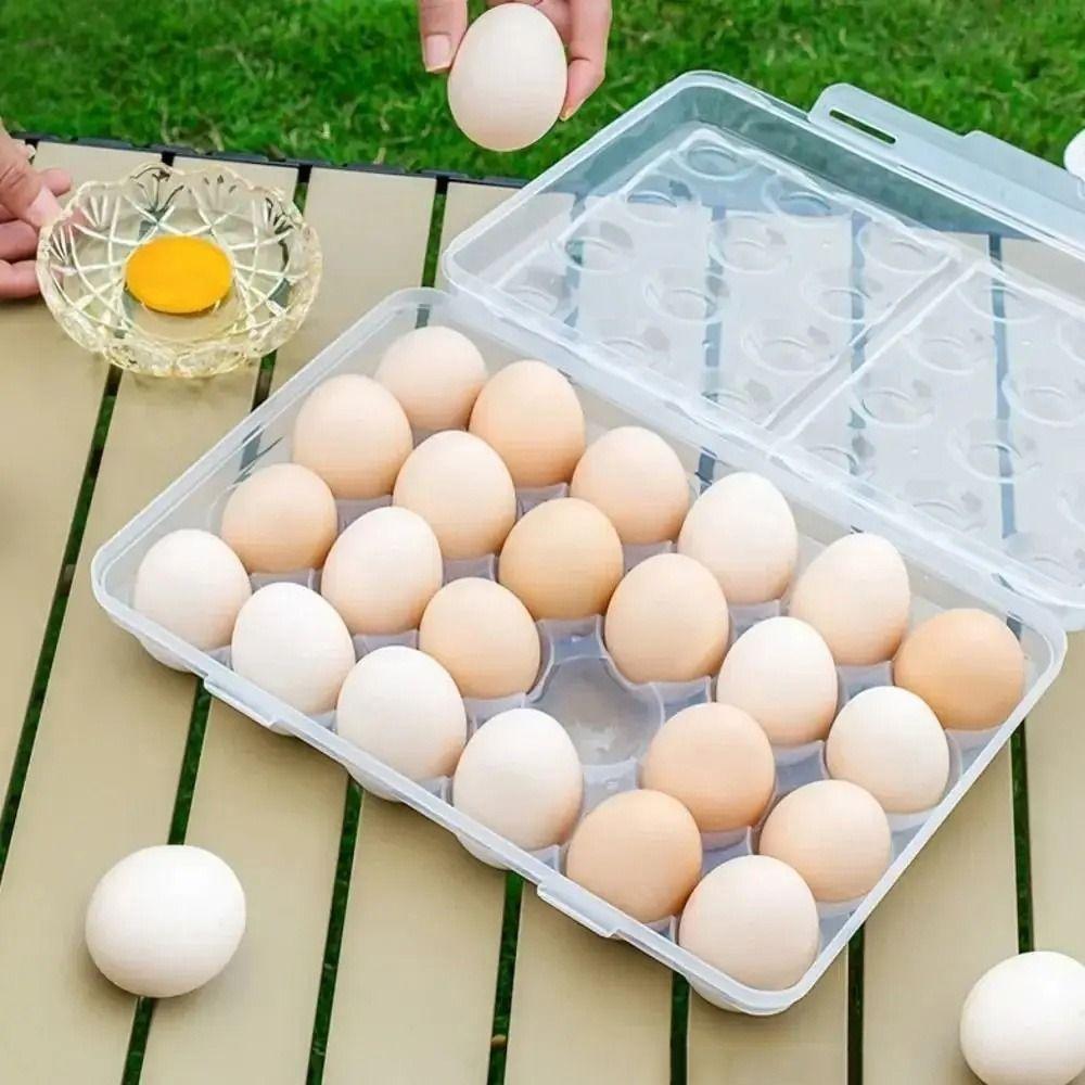 Plastic Egg Storage Box 6/15/24 Grids Space Saving Refrigerator Egg Organizer with Lid Anti-collision Egg Protector for Kitchen