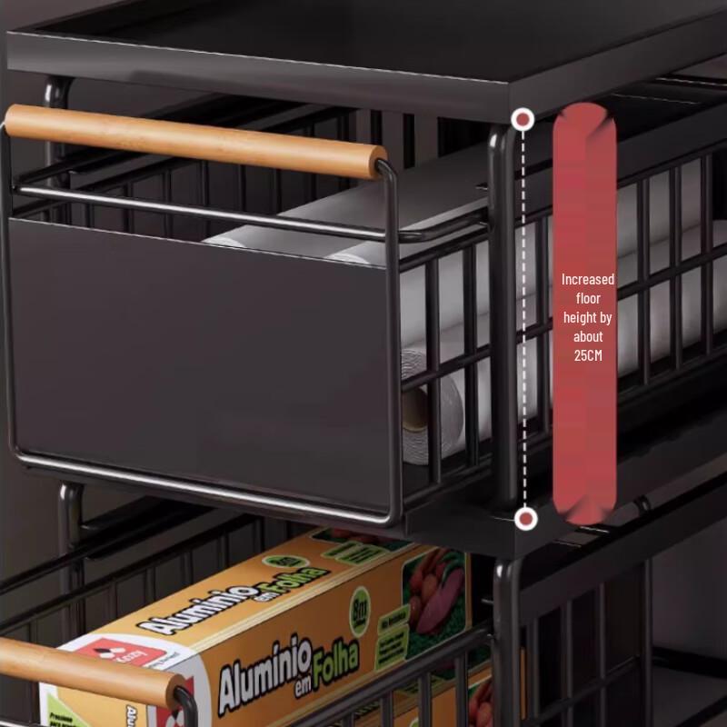 Двухъярусная выдвижная корзина для хранения на кухонную столешницу