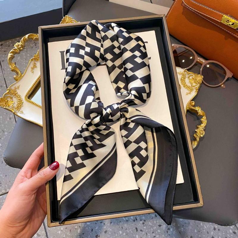 70cm Square Silk-Like Scarf Women Lightweight Fashion Accessory Office Chic Neck Wrap Stylish Print Design