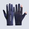 Men's summer ice silk non-slip and UV-proof driving touch screen leakage two-finger sports gloves