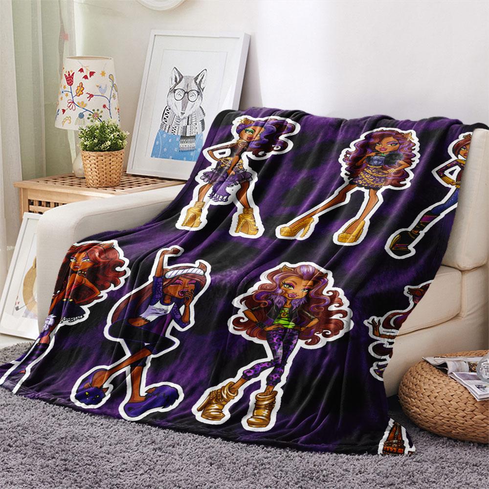 Clawdeen Cartoon Printed Flannel Blanket, soft throw for bedroom sofa, washable, fan merchandise, great gift.