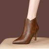 New Brown Black Women Ankle Nude Formal  Boots Sexy High Heels Office Lady Shoes  Plus Big Size 41 42 43