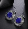 Big Drop Earrings For Women Vintage Dangle Earring Blue Black Stone Round Earings