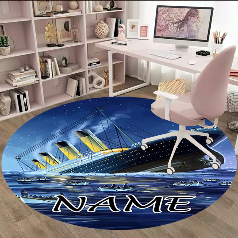 Customizable T-Titanic Round Non-Slip Carpet - Ideal for Garden, Picnic, Office, Perfect for Decoration, Suitable For All Seasons