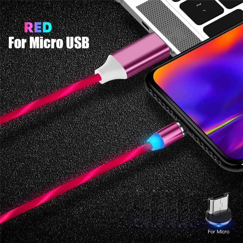 Магнитный светодиодный световой кабель Быстрая зарядка Магнит Micro USB Тип C Кабель светодиодный провод Шнур Type-C зарядное устройство