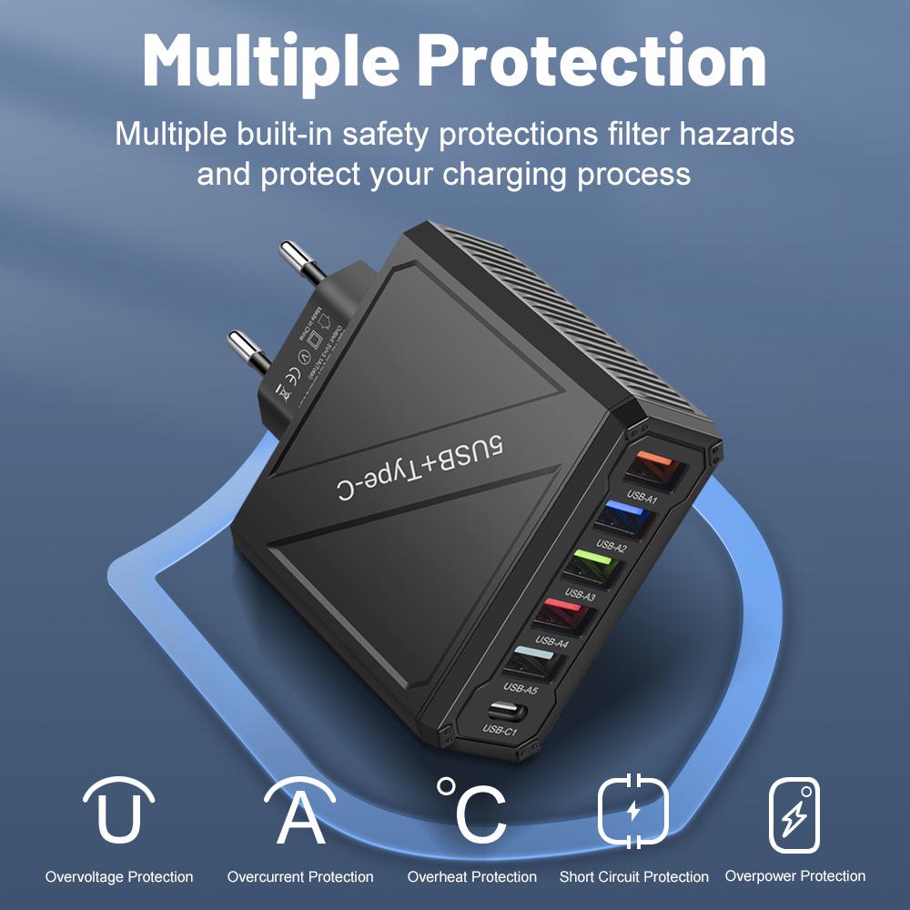 3.1A 5-портовое USB-зарядное устройство для мобильного телефона с вилками EU, US, UK, KR