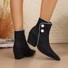 Осень Новые Удобные Женские Ботильоны с Острым Носком и Боковой Молнией Модные Универсальные Женские Ботильоны на Толстом Высоком Каблуке 457
