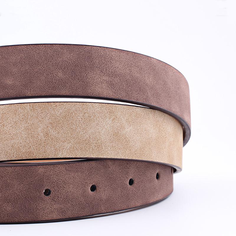 Women Thin Nubuck Leather Belt Alloy Buckle Vintage Waistband Strap