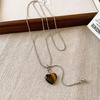Tiger Eye Heart Pendant Long Necklace - Elegant Autumn/Winter Fashion Sweater Chain for Women