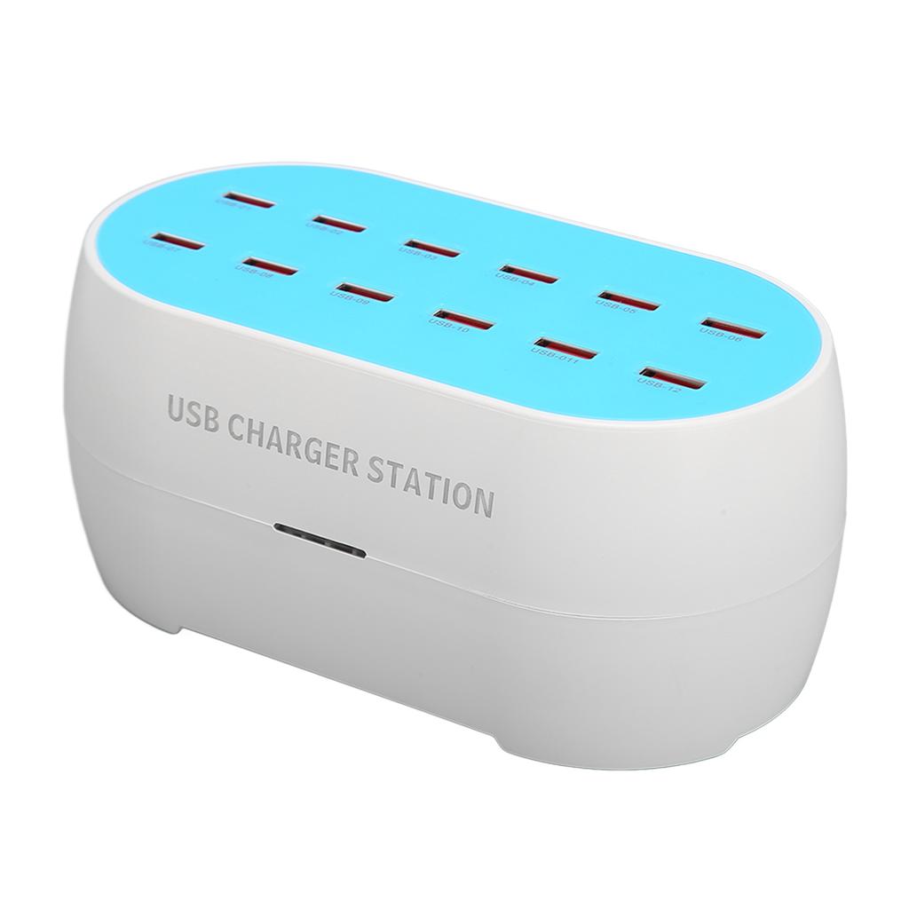 120 Вт 12-портовая USB-зарядная станция, портативное термостойкое зарядное устройство USB-концентратор, вилка 100‑240 В, британская вилка