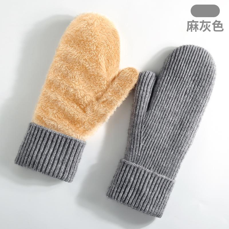 New Winter Thermal Gloves Women's Fleece Thickened Mittens Cycling Skiing Wool, Bag Cover Knitted Gloves