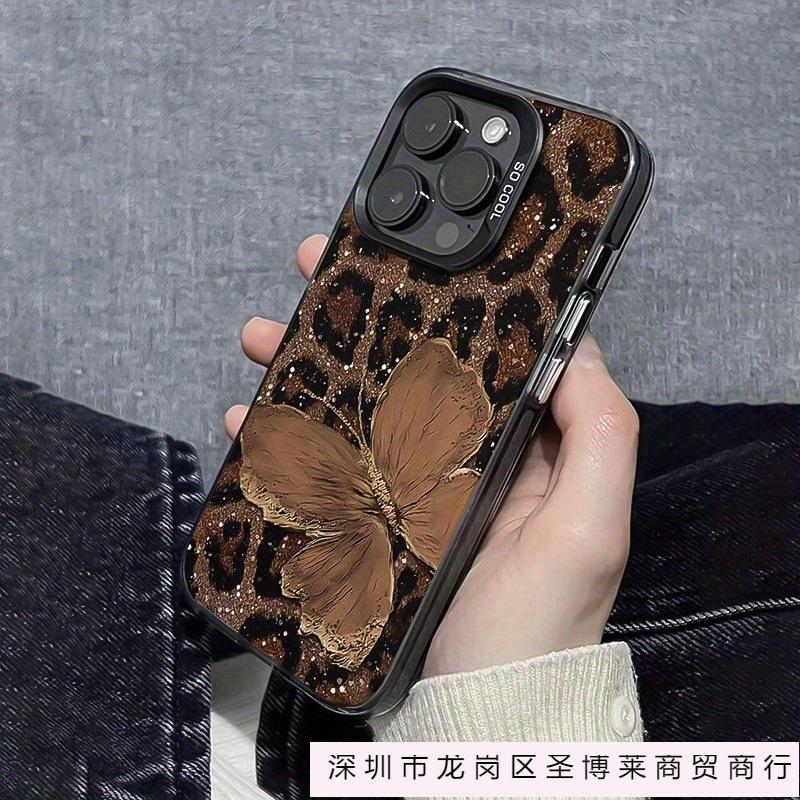 Чехол для мобильного телефона Apple 16plus с принтом бабочки и леопарда iPhone16/15/14 улучшенное ощущение 11 новый 12 противоударный