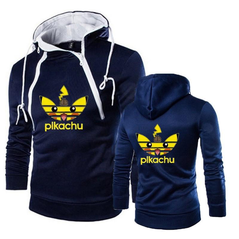 Mens Hooded Zipper Front Graphic Sweatshirt Casual Long Sleeve Pullover Teens Adults