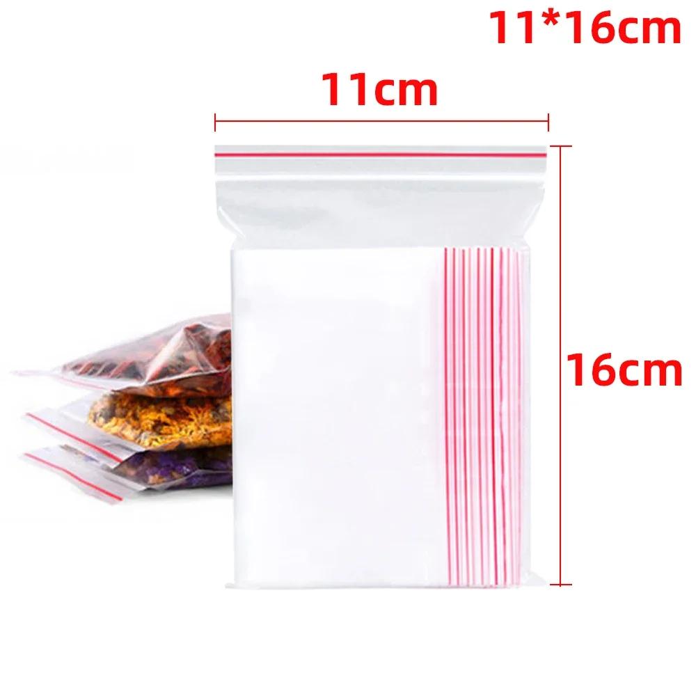200/100Pcs Thicken Zipper Sealed Bags Clear Plastic Storage Bag for Small Jewelry Food Packing Reclosable Zippers Sealing Pouch