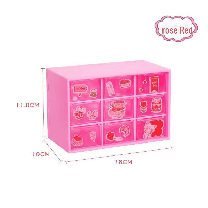 Прозрачный органайзер для украшений и аксессуаров для волос из девяти сеток для хранения на рабочем столе