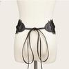 Boho Style Soft Lace Waist Belt Self Tie Wrap Around Bow Tie Belt Cinched Waistband Wide Obi Belt for Dresses